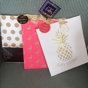 Beautiful birthday gift bags with tags